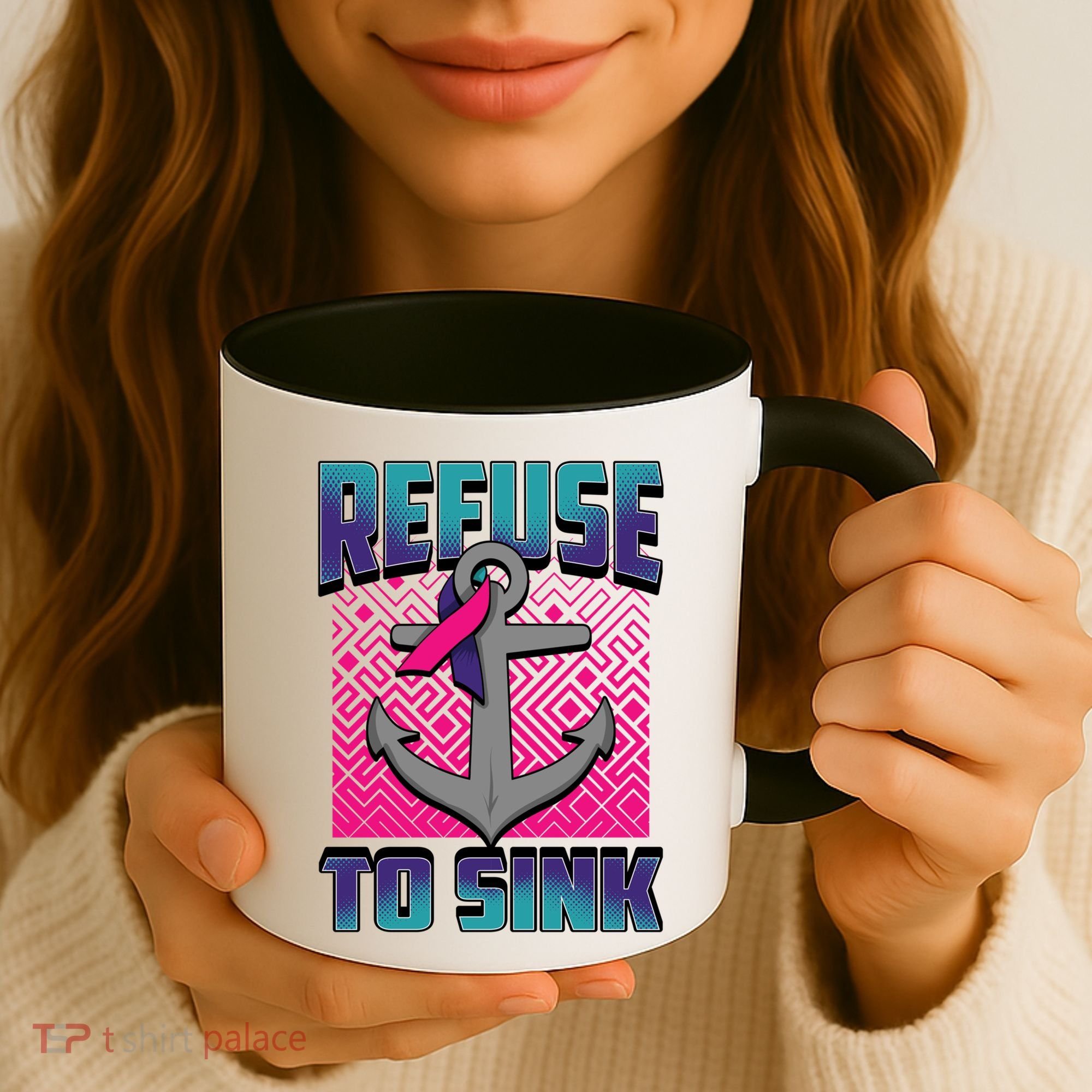 Refuse To Sink Thyroid Cancer Awareness Ribbon Funny Gift Funny Gift Coffee Mug