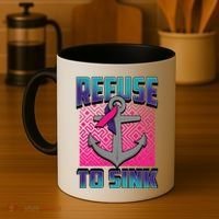 Refuse To Sink Thyroid Cancer Awareness Ribbon Funny Gift Funny Gift Coffee Mug thumb 4