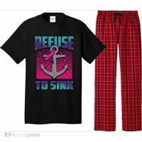 Refuse To Sink Thyroid Cancer Awareness Ribbon Funny Gift Funny Gift Pajama Set thumb 0