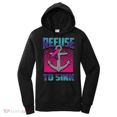 Refuse To Sink Thyroid Cancer Awareness Ribbon Funny Gift Funny Gift Women's Hoodie