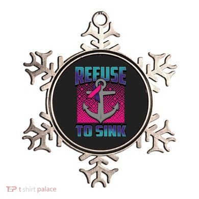 Refuse To Sink Thyroid Cancer Awareness Ribbon Funny Gift Funny Gift Ornament