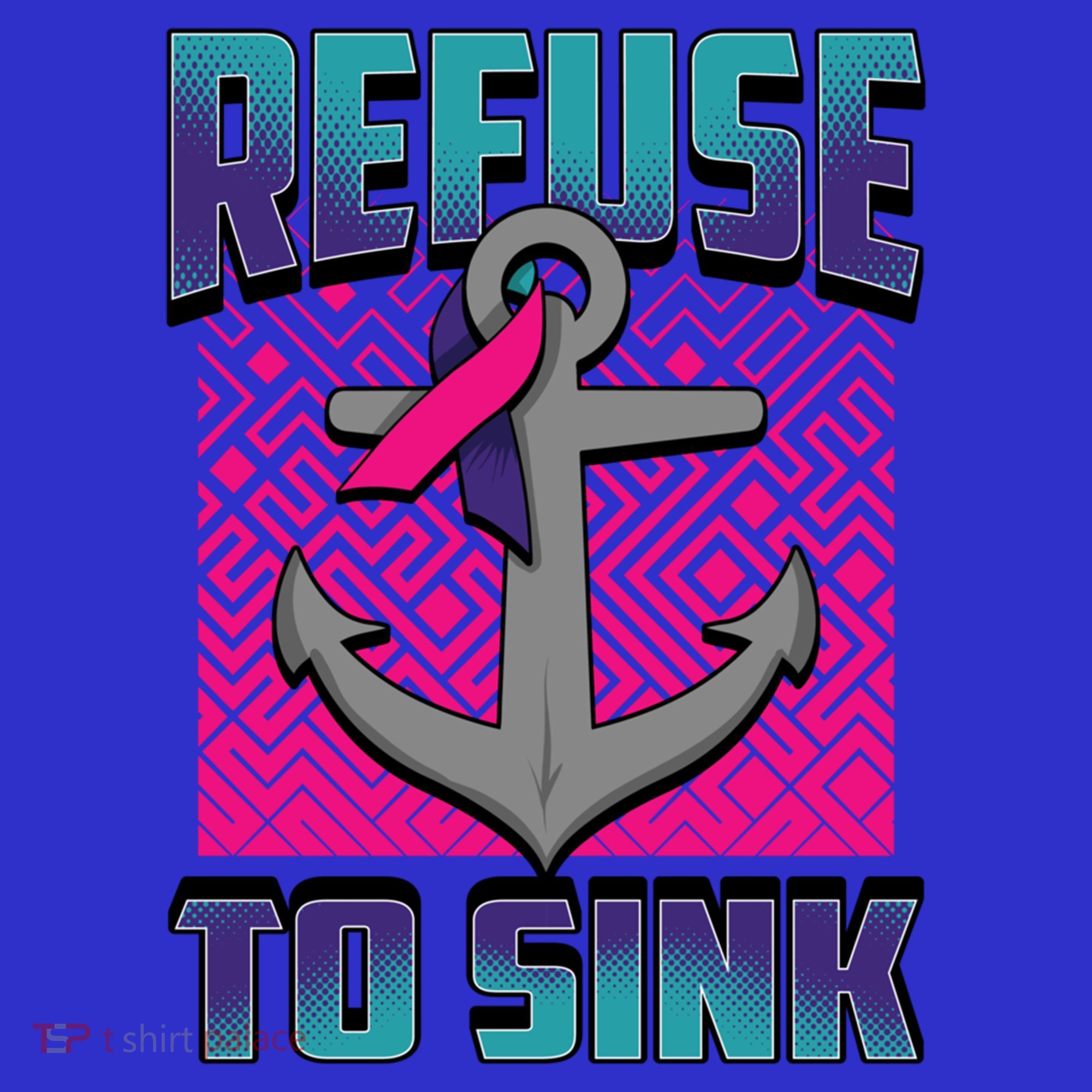 Refuse To Sink Thyroid Cancer Awareness Ribbon Funny Gift Funny Gift Apron