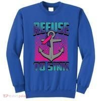 Refuse To Sink Thyroid Cancer Awareness Ribbon Funny Gift Funny Gift Sweatshirt thumb 0