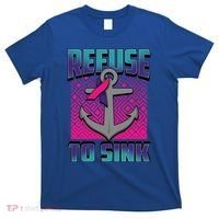 Refuse To Sink Thyroid Cancer Awareness Ribbon Funny Gift Funny Gift T-Shirt thumb 0
