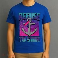 Refuse To Sink Thyroid Cancer Awareness Ribbon Funny Gift Funny Gift T-Shirt thumb 3