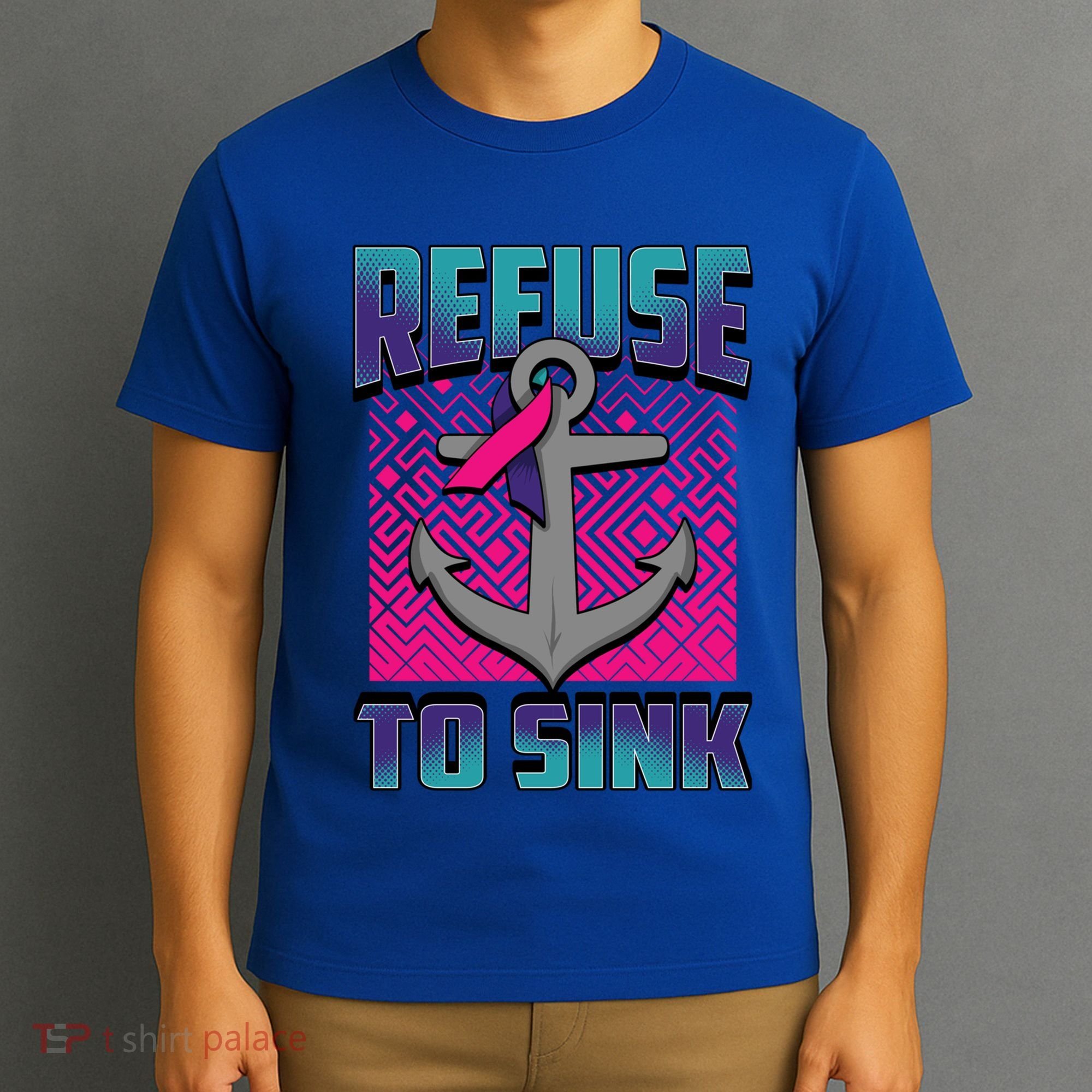 Refuse To Sink Thyroid Cancer Awareness Ribbon Funny Gift Funny Gift T-Shirt