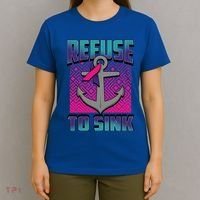 Refuse To Sink Thyroid Cancer Awareness Ribbon Funny Gift Funny Gift T-Shirt thumb 4