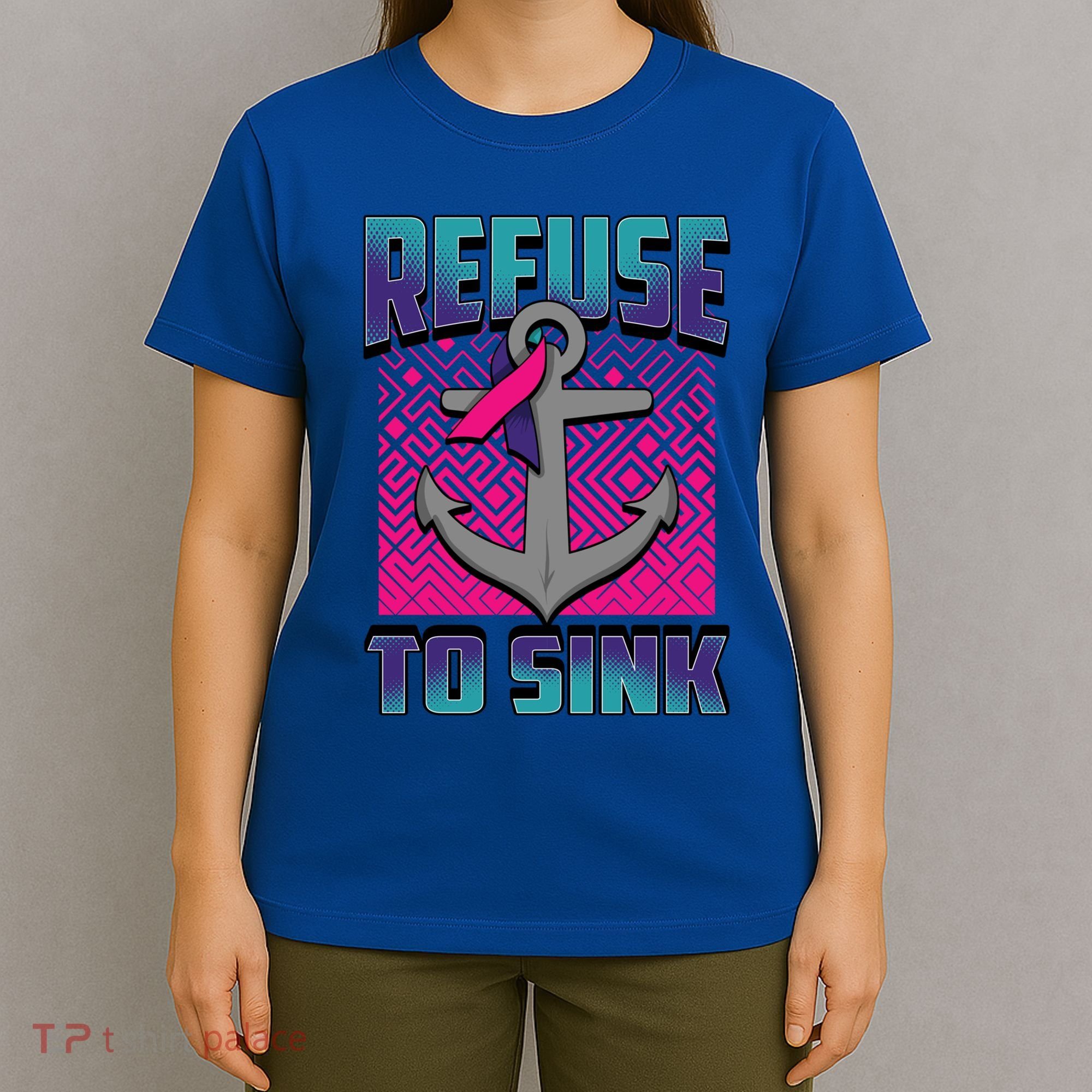 Refuse To Sink Thyroid Cancer Awareness Ribbon Funny Gift Funny Gift T-Shirt