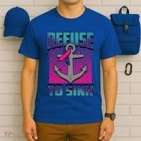 Refuse To Sink Thyroid Cancer Awareness Ribbon Funny Gift Funny Gift T-Shirt thumb 6