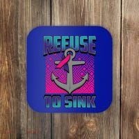 Refuse To Sink Thyroid Cancer Awareness Ribbon Funny Gift Funny Gift Coaster thumb 0