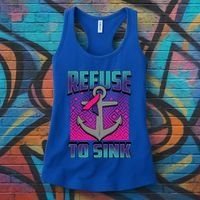 Refuse To Sink Thyroid Cancer Awareness Ribbon Funny Gift Funny Gift Women's Tank Top thumb 3