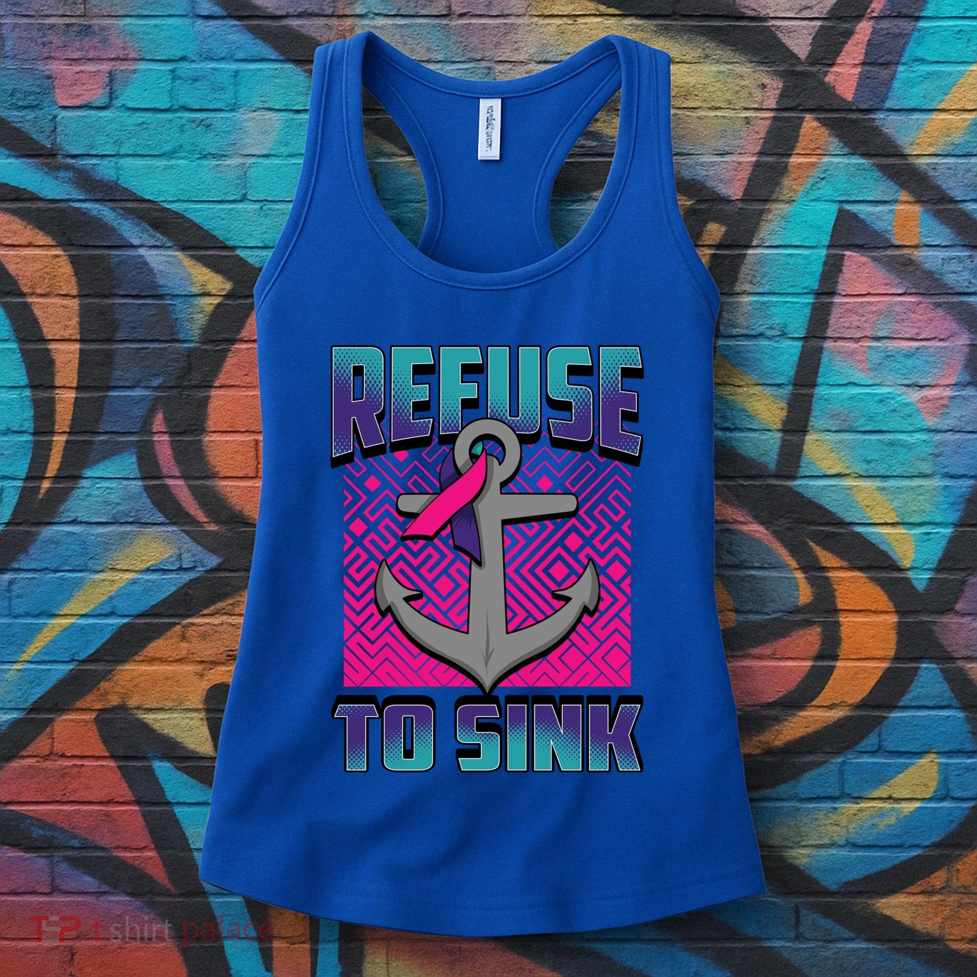 Refuse To Sink Thyroid Cancer Awareness Ribbon Funny Gift Funny Gift Women's Tank Top