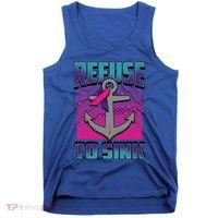 Refuse To Sink Thyroid Cancer Awareness Ribbon Funny Gift Funny Gift Tank Top thumb 0