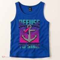 Refuse To Sink Thyroid Cancer Awareness Ribbon Funny Gift Funny Gift Tank Top thumb 2