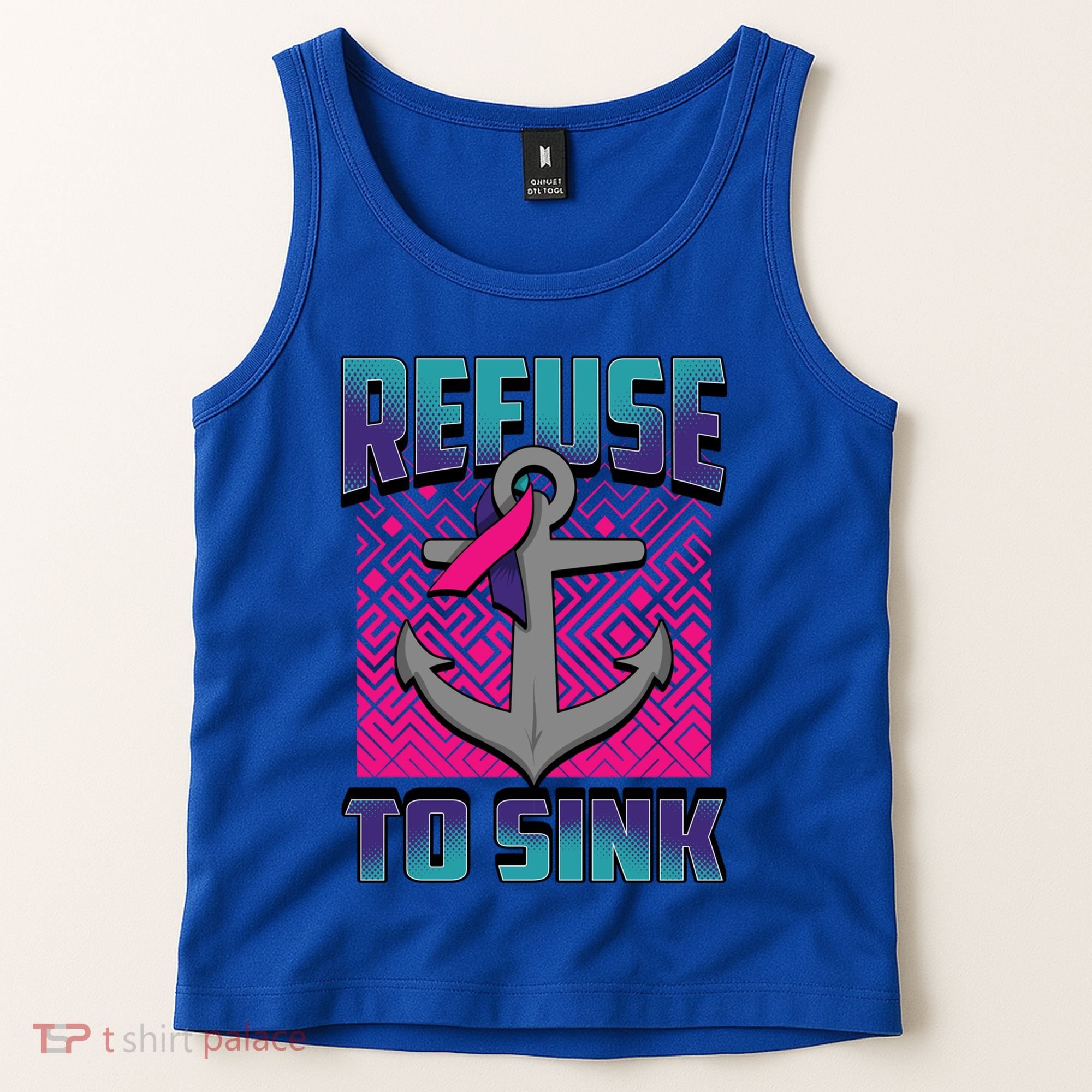 Refuse To Sink Thyroid Cancer Awareness Ribbon Funny Gift Funny Gift Tank Top