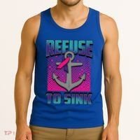 Refuse To Sink Thyroid Cancer Awareness Ribbon Funny Gift Funny Gift Tank Top thumb 3