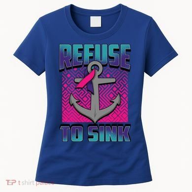 Refuse To Sink Thyroid Cancer Awareness Ribbon Funny Gift Funny Gift Women's T-Shirt
