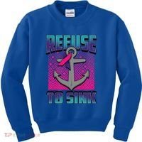 Refuse To Sink Thyroid Cancer Awareness Ribbon Funny Gift Funny Gift Kids Sweatshirt thumb 0