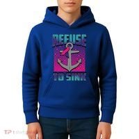 Refuse To Sink Thyroid Cancer Awareness Ribbon Funny Gift Funny Gift Kids Hoodie thumb 4
