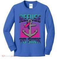 Refuse To Sink Thyroid Cancer Awareness Ribbon Funny Gift Funny Gift Kids Long Sleeve Shirt thumb 0