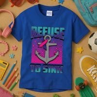 Refuse To Sink Thyroid Cancer Awareness Ribbon Funny Gift Funny Gift Kids T-Shirt thumb 3