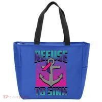 Refuse To Sink Thyroid Cancer Awareness Ribbon Funny Gift Funny Gift Tote Bag thumb 0