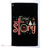Retro True Story Jesus Christmas Nativity Scene Christian Gift Golf Towel thumb 0