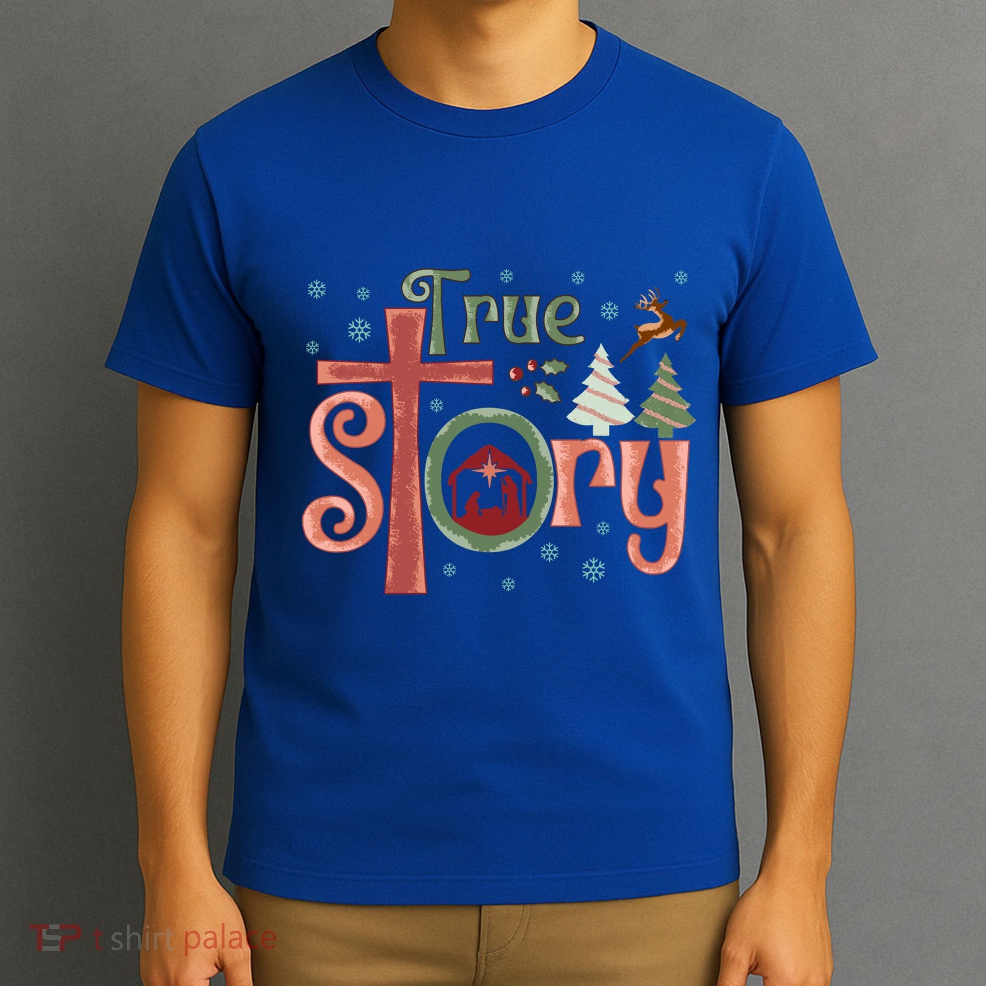 Retro True Story Jesus Christmas Nativity Scene Christian Gift T-Shirt