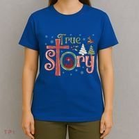 Retro True Story Jesus Christmas Nativity Scene Christian Gift T-Shirt thumb 4