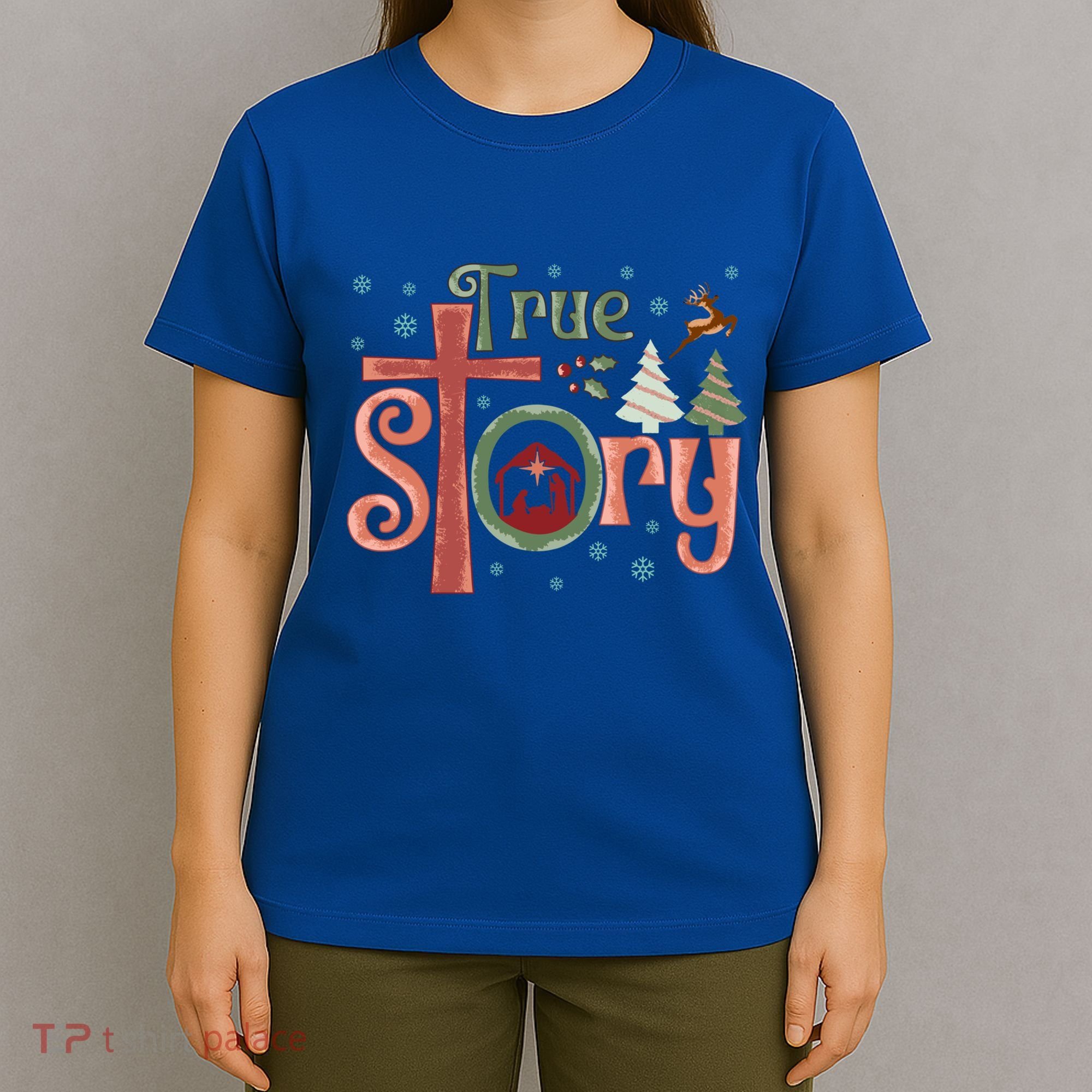 Retro True Story Jesus Christmas Nativity Scene Christian Gift T-Shirt