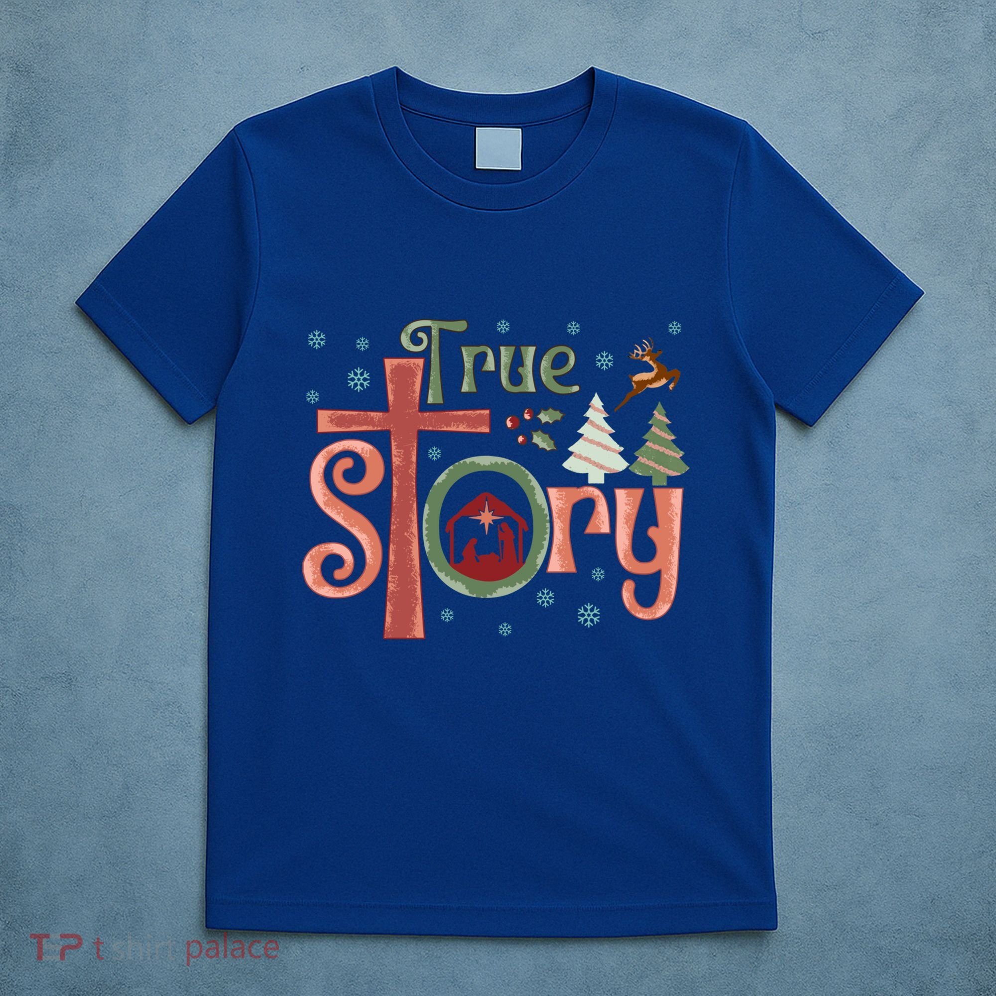 Retro True Story Jesus Christmas Nativity Scene Christian Gift T-Shirt