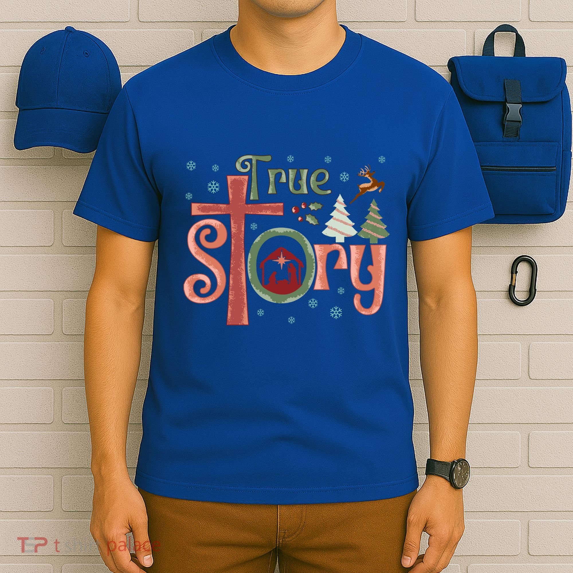 Retro True Story Jesus Christmas Nativity Scene Christian Gift T-Shirt