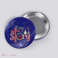 Retro True Story Jesus Christmas Nativity Scene Christian Gift Button thumb 0