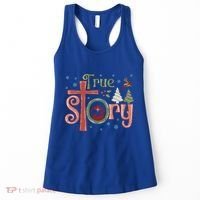 Retro True Story Jesus Christmas Nativity Scene Christian Gift Women's Tank Top thumb 0