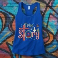 Retro True Story Jesus Christmas Nativity Scene Christian Gift Women's Tank Top thumb 3