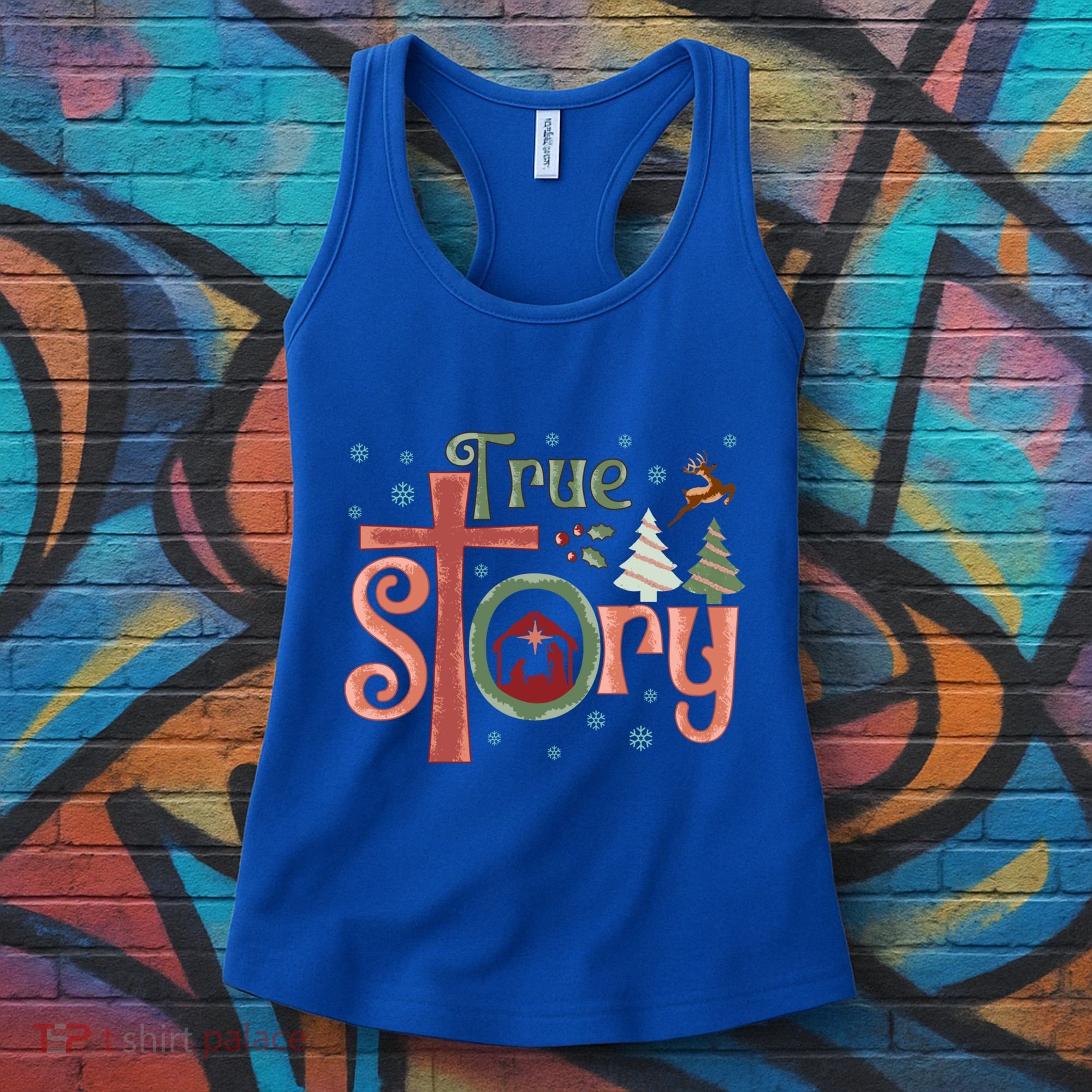 Retro True Story Jesus Christmas Nativity Scene Christian Gift Women's Tank Top