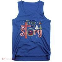 Retro True Story Jesus Christmas Nativity Scene Christian Gift Tank Top thumb 0