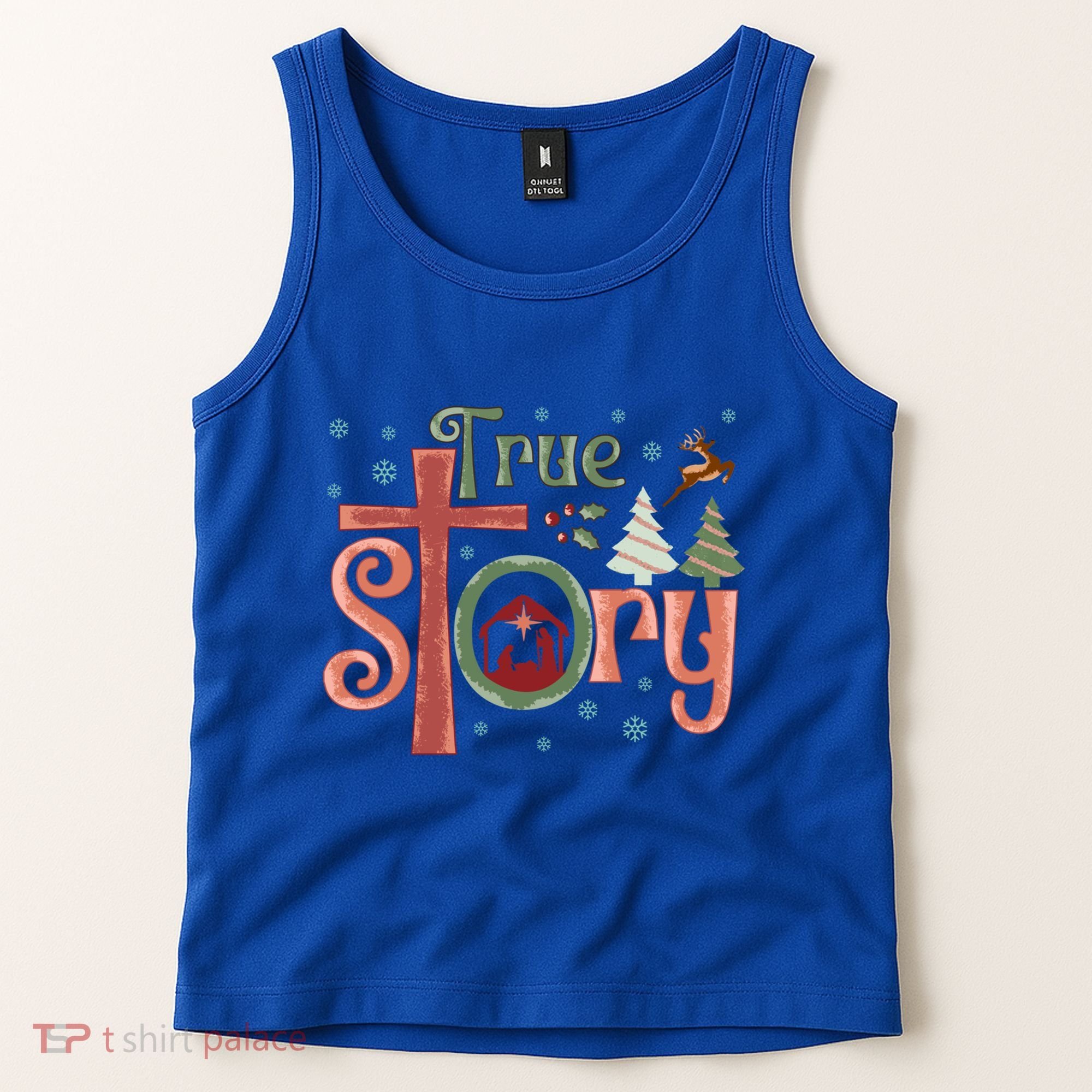 Retro True Story Jesus Christmas Nativity Scene Christian Gift Tank Top