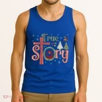 Retro True Story Jesus Christmas Nativity Scene Christian Gift Tank Top thumb 3