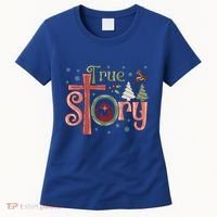Retro True Story Jesus Christmas Nativity Scene Christian Gift Women's T-Shirt thumb 0