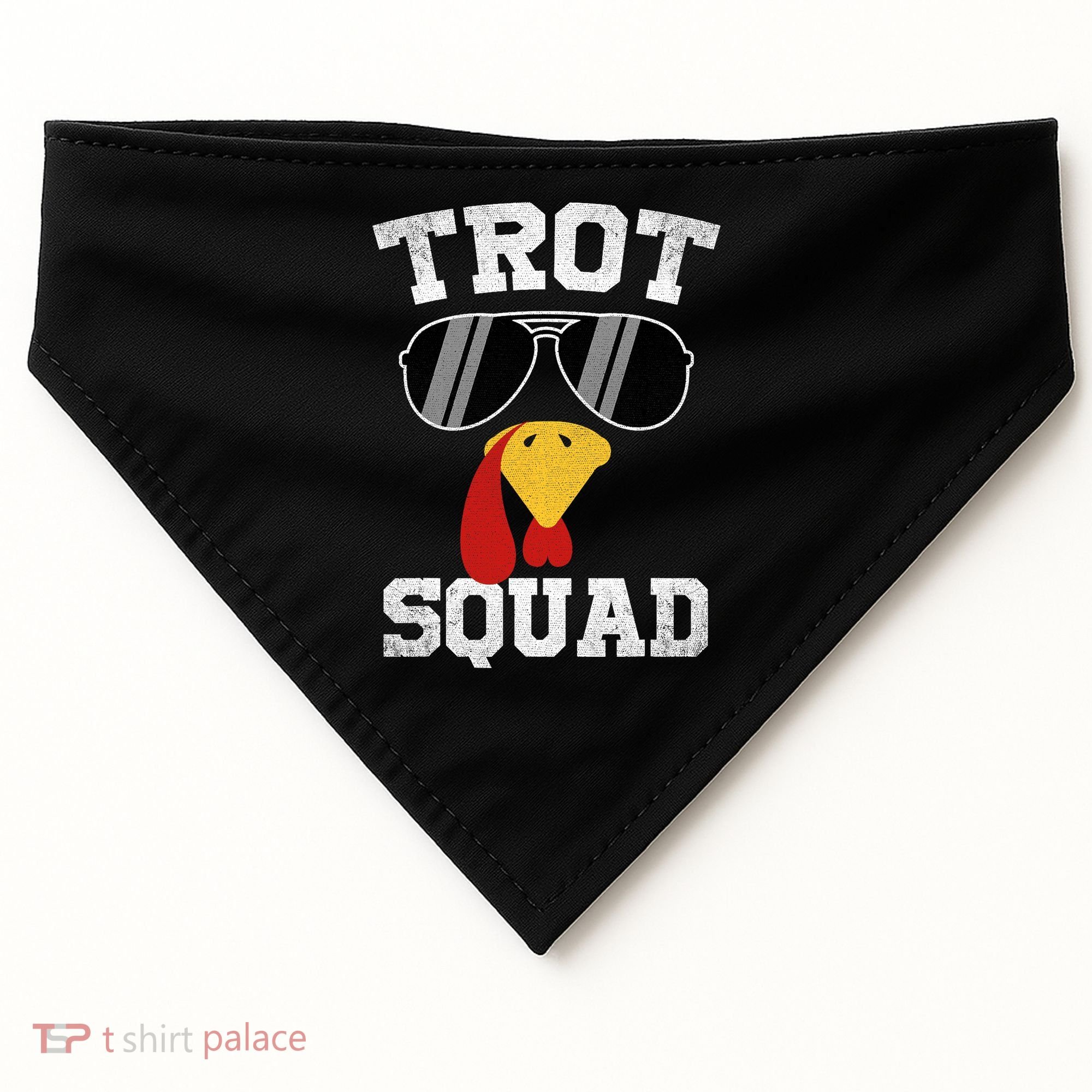 Running Turkey Sunglasses Trot Squad Thanksgiving USA-Made Doggie Bandana