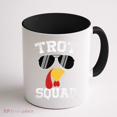 Running Turkey Sunglasses Trot Squad Thanksgiving Coffee Mug back