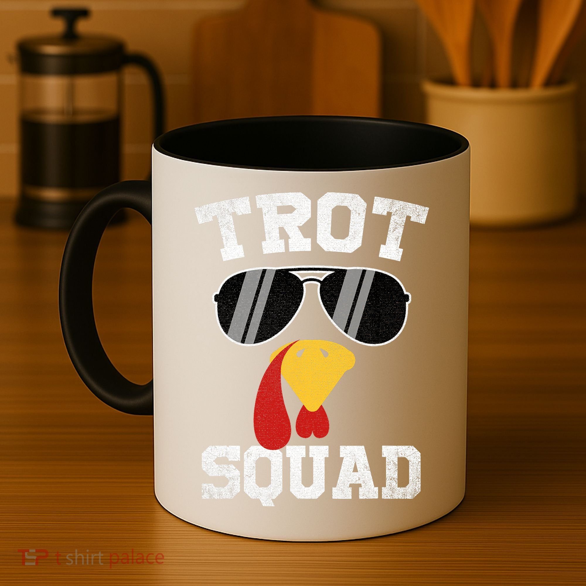 Running Turkey Sunglasses Trot Squad Thanksgiving Coffee Mug