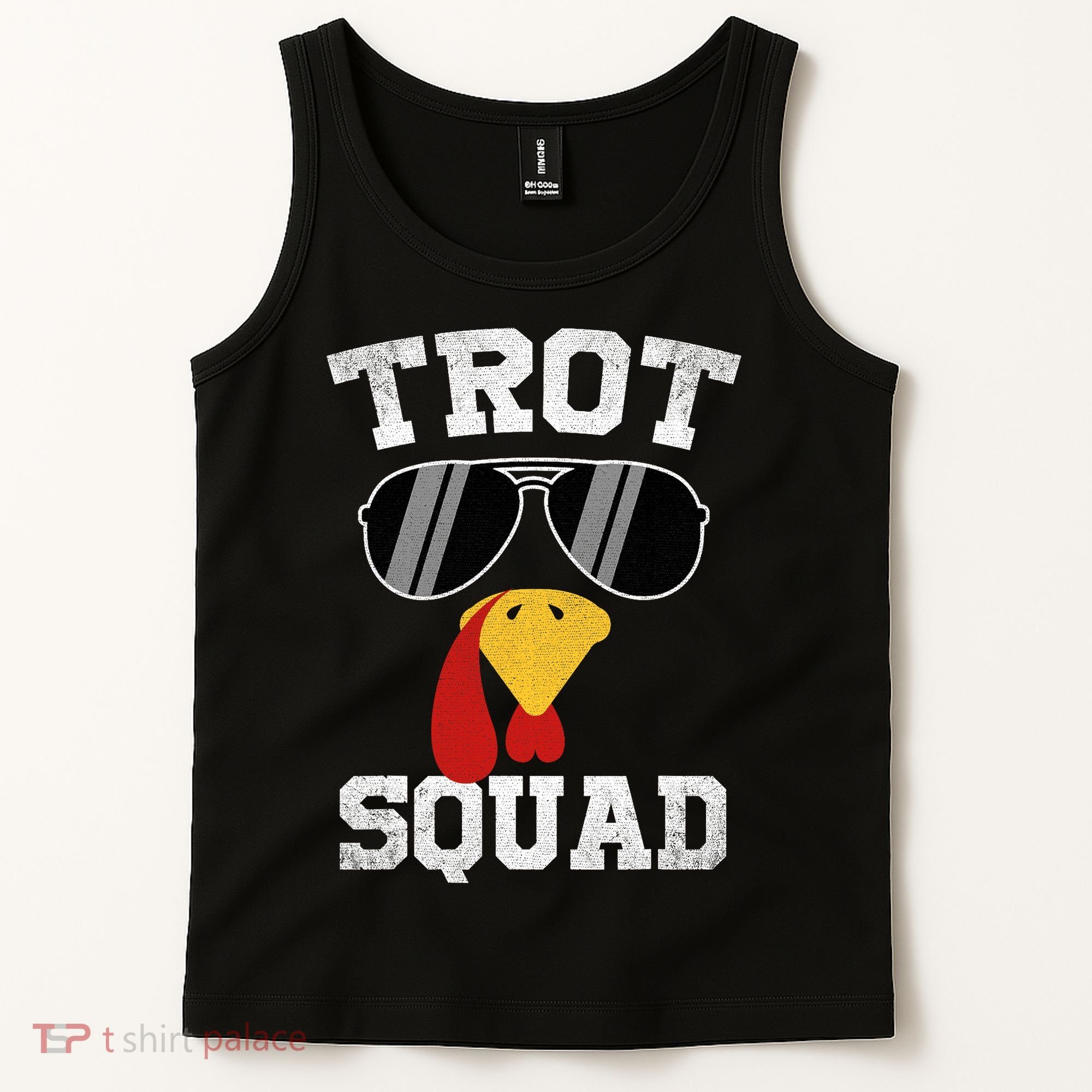 Running Turkey Sunglasses Trot Squad Thanksgiving Tank Top
