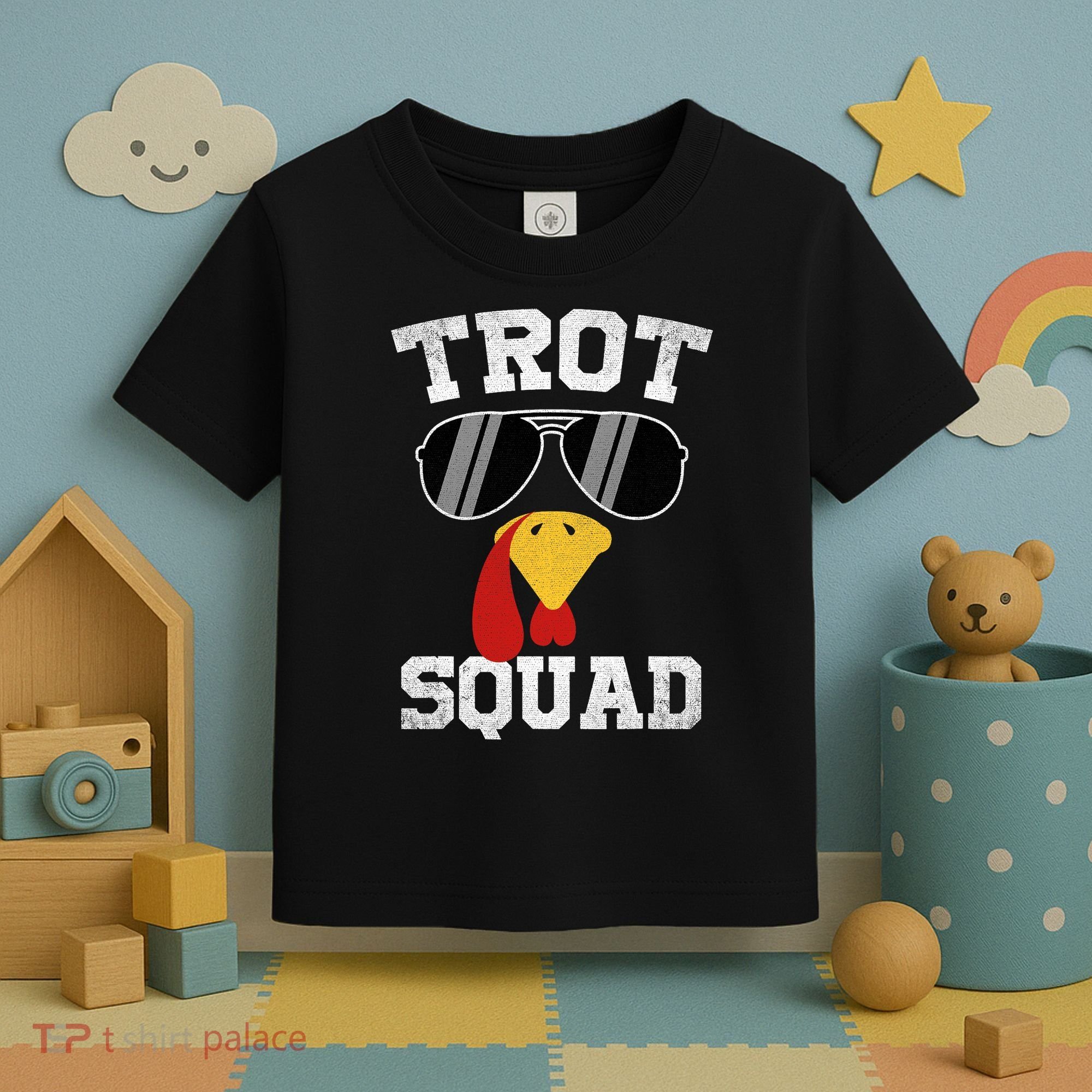 Running Turkey Sunglasses Trot Squad Thanksgiving Toddler T-Shirt