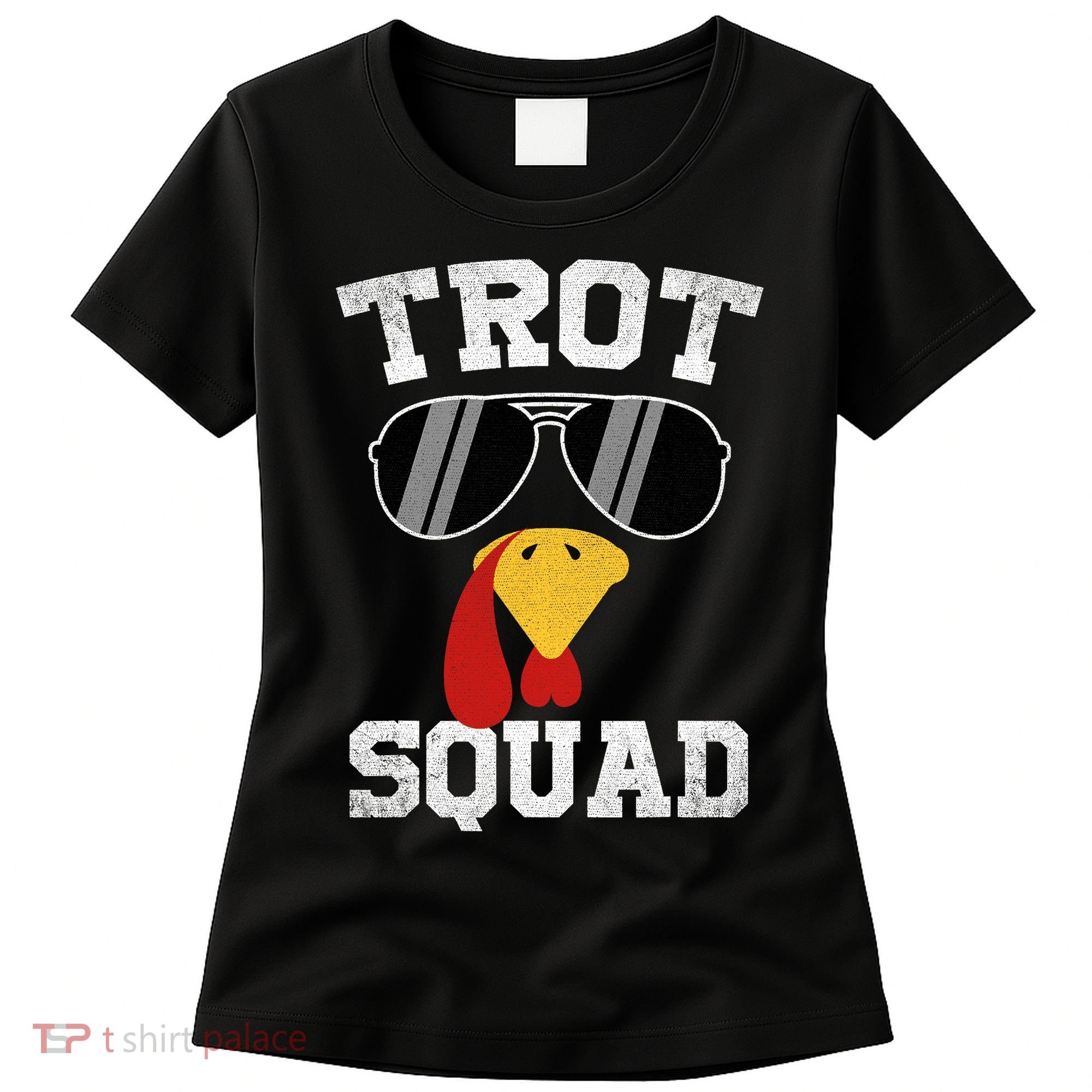 Running Turkey Sunglasses Trot Squad Thanksgiving Women's T-Shirt