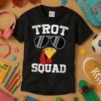 Running Turkey Sunglasses Trot Squad Thanksgiving Kids T-Shirt thumb 3
