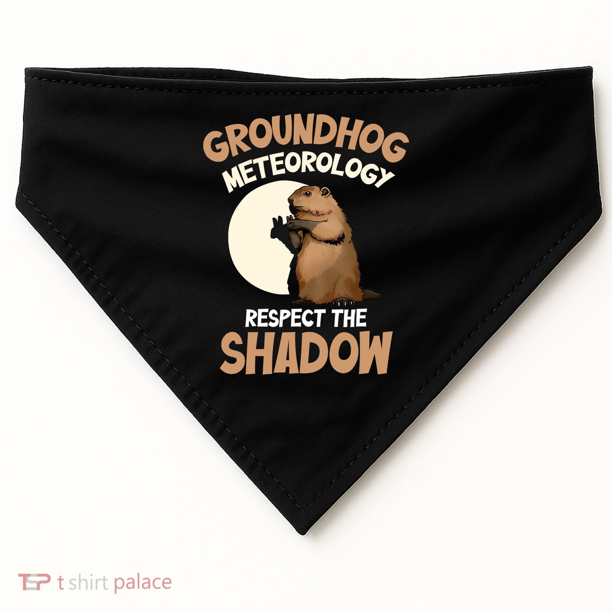 Respect The Shadow Meteorology Funny Groundhog Day USA-Made Doggie Bandana