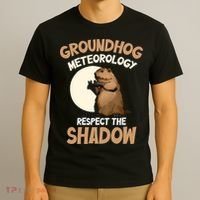 Respect The Shadow Meteorology Funny Groundhog Day T-Shirt thumb 3