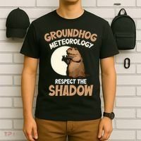 Respect The Shadow Meteorology Funny Groundhog Day T-Shirt thumb 6